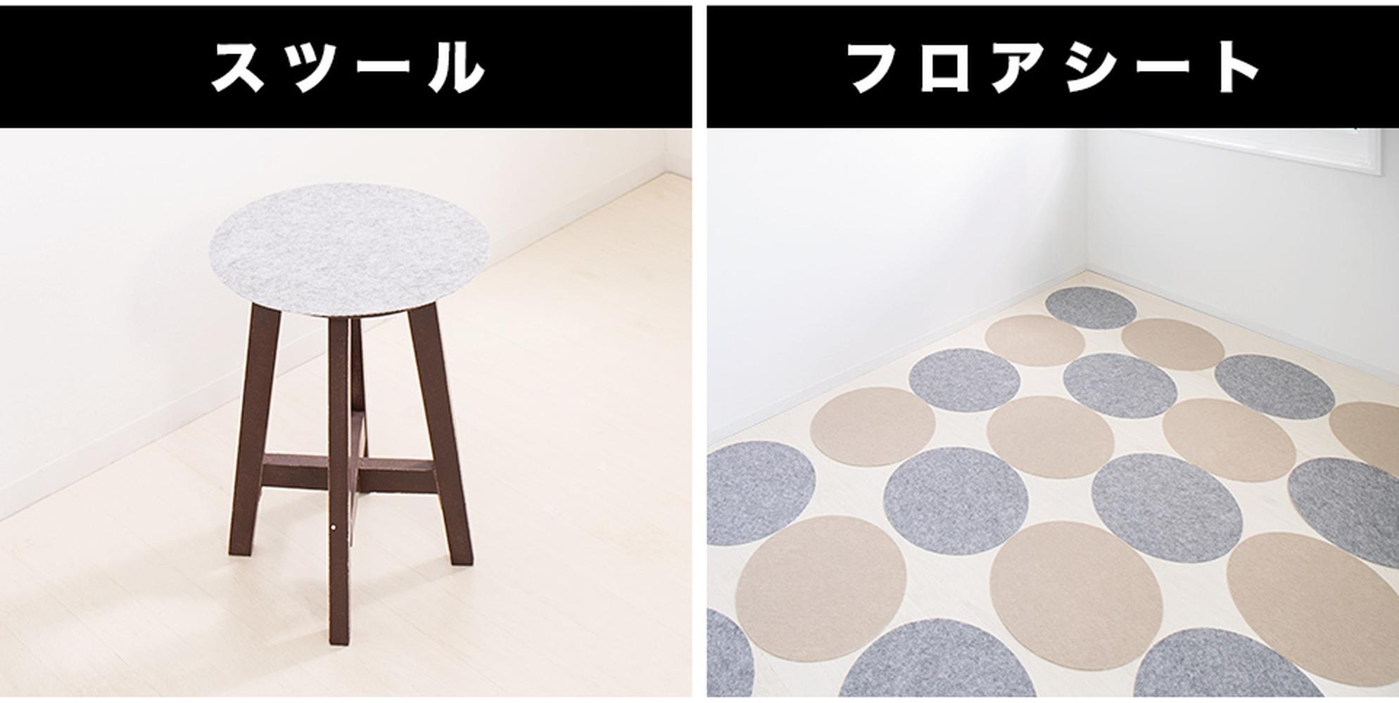 薄型吸着マット 丸型 直径約35cm 2枚入 グレー 日本製 座面シート 吸着マット 丸形 2枚入り イームズチェア用 シェルチェア用 座面カバー 薄手 吸着チェアパッド BTS102213302