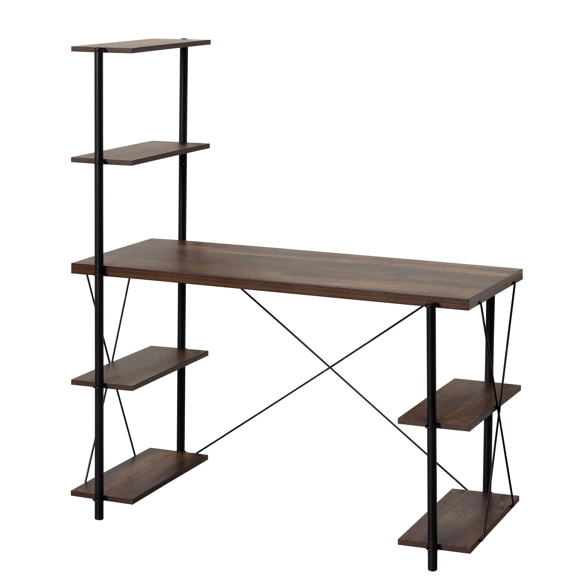 らくらく組立 ラックデスク ブラウン