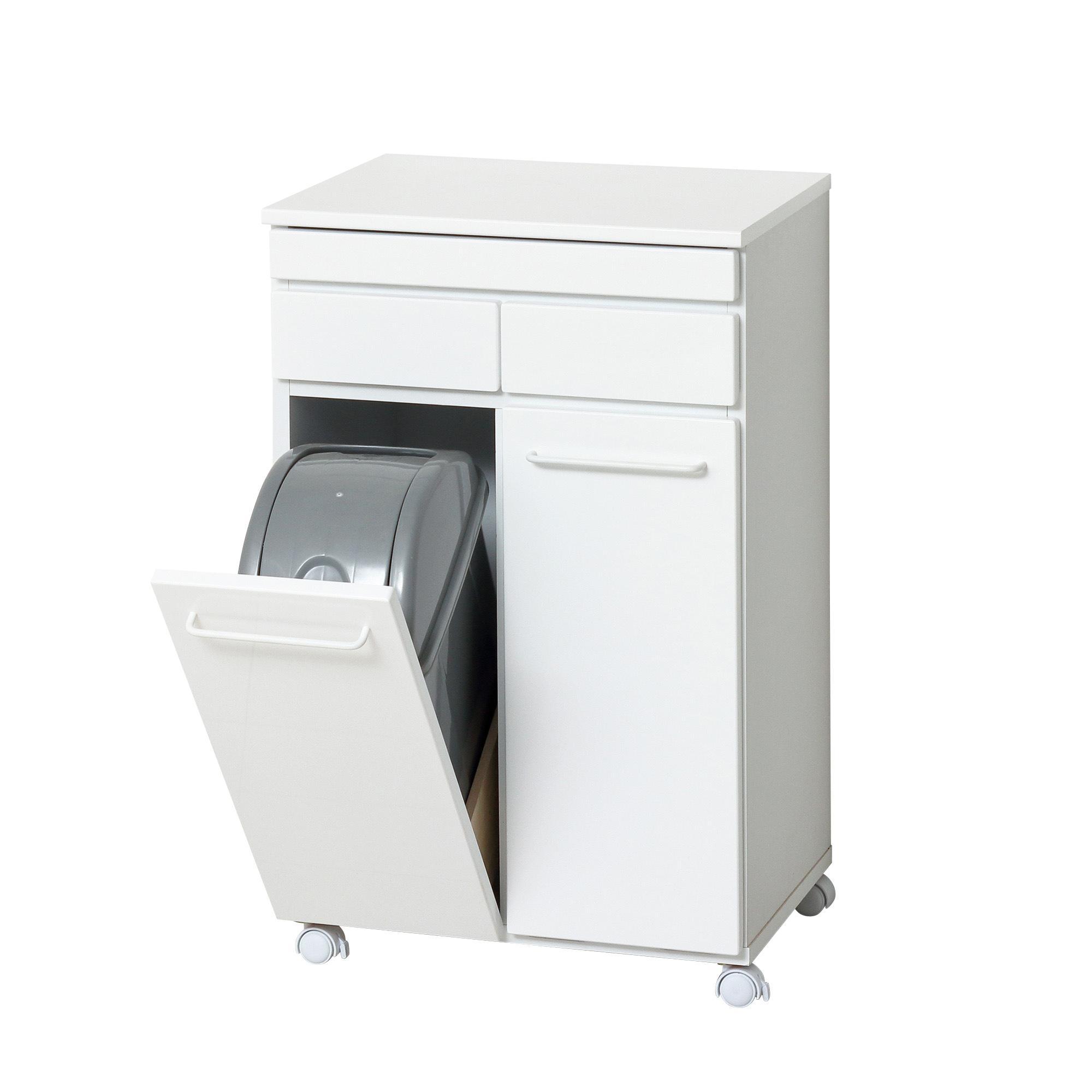 スライド棚付きダストボックス2D ホワイト