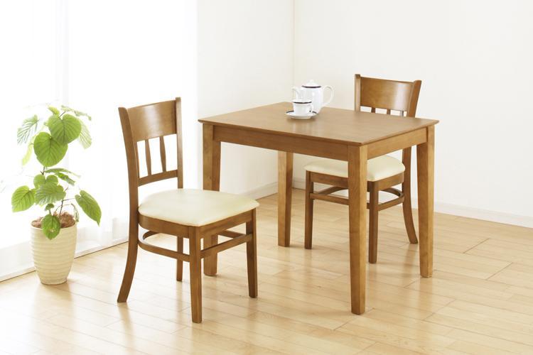 ダイニングチェア2脚組マーチ　ライトブラウン