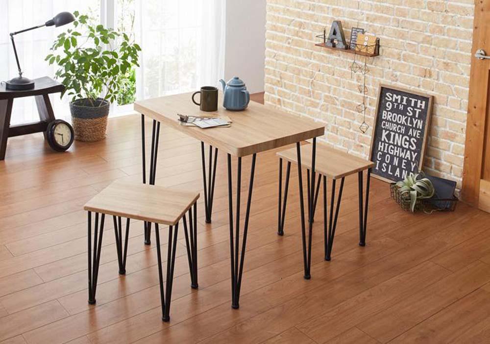 アート ダイニング3点セット モダンナチュラル 家具