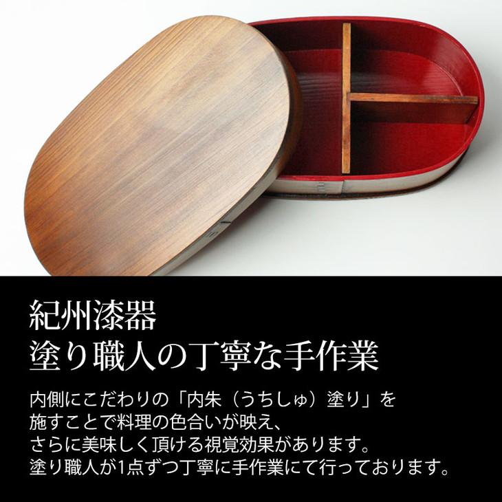 曲げわっぱ 弁当箱 内朱 600ml 小判型 紀州漆器【漆塗り】  みよし漆器本舗 紀州塗り