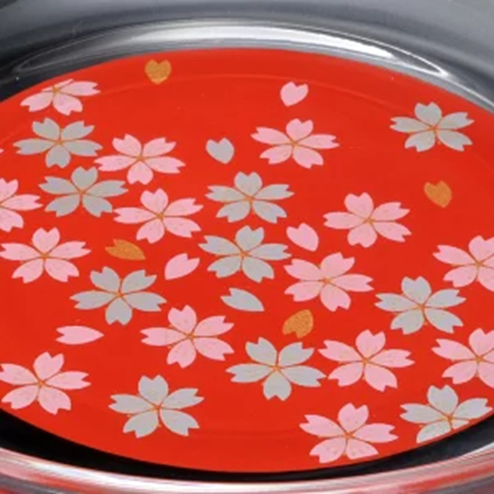 みよし漆器本舗 紀州塗り ぬりもん de Verre 丸小皿 蒔絵 桜 赤 直径14.8×2cm