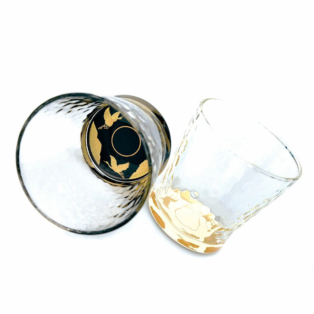 みよし漆器本舗 紀州塗り ぬりもん de Verre フリーグラス 蒔絵 万葉鶴 単品 白 250ml