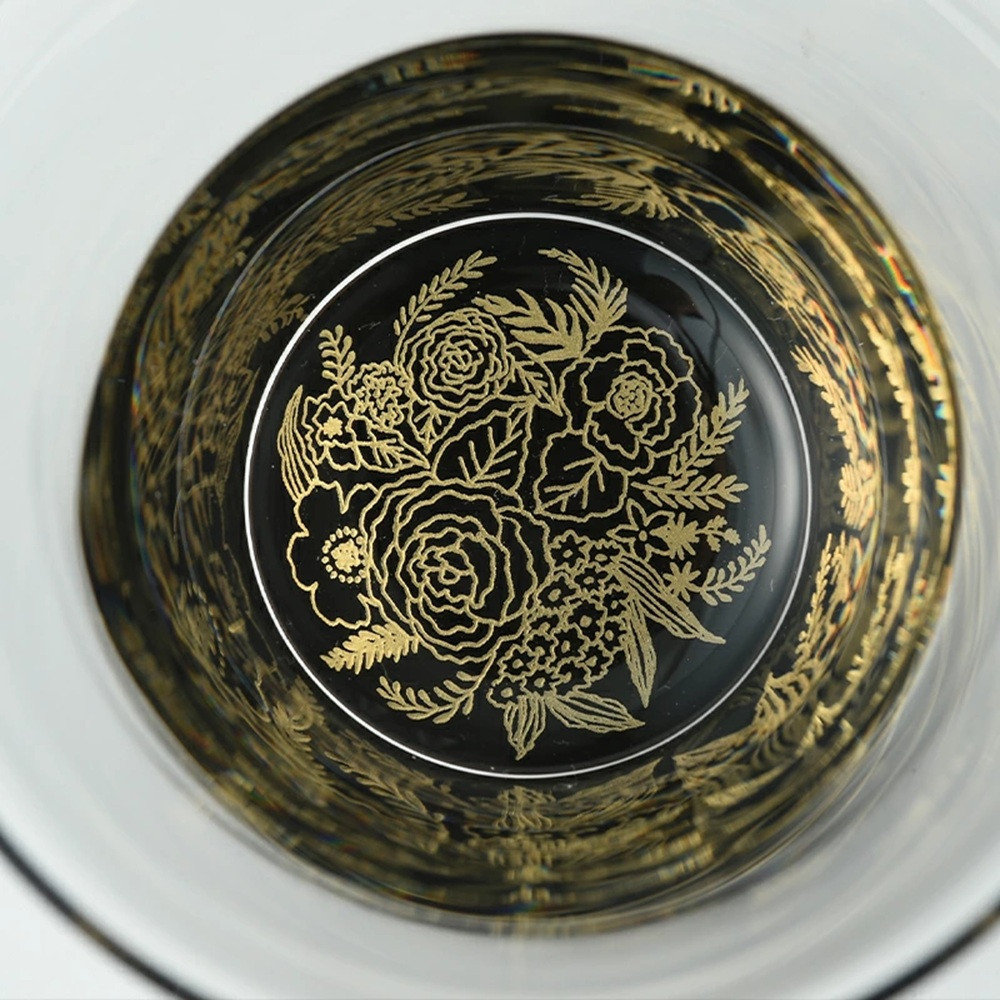 みよし漆器本舗 紀州塗り ぬりもん de Verre フリーグラス 金 蒔絵 ボタニカル 210ml