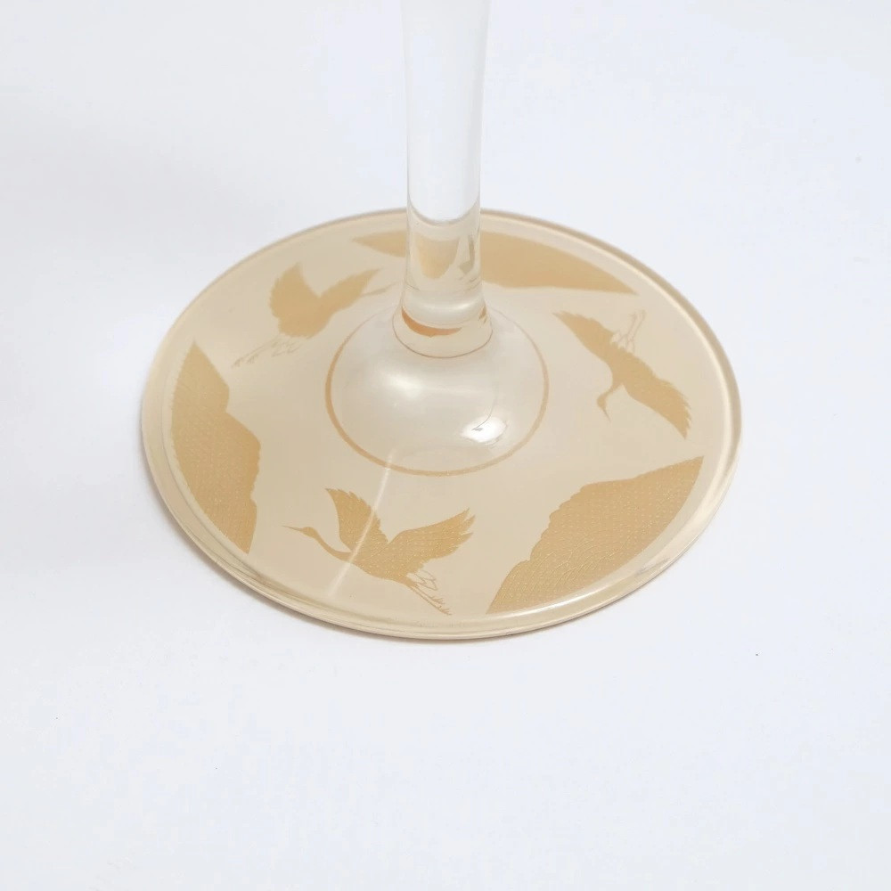 みよし漆器本舗 紀州塗り ぬりもん de Verre ワイングラス 蒔絵 万葉鶴 ペアセット 黒 白 300ml