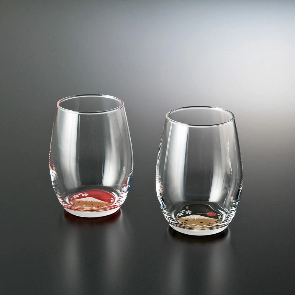 みよし漆器本舗 紀州塗り ぬりもん de Verre ダルマグラス 蒔絵 富士山 単品 黒 200ml