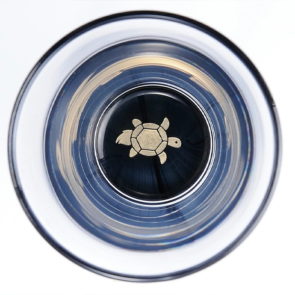 みよし漆器本舗 紀州塗り ぬりもん de Verre 一口グラス マスセット 黒（亀） グラス：100ml／マス：90ml