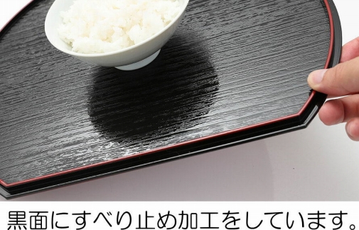 業務用セット 半月盆 約39cm 尺三 50枚組 滑り止め加工 紀州漆器 開業 ホテル 旅館 お盆 トレー トレイ たくさん ランチョンマット［YS2］