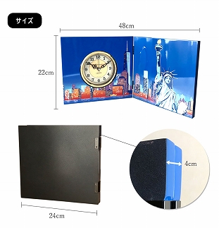 紀州漆器 木製 屏風時計 ニューヨーク 時計 置き時計 和柄 ギフト 国産 お土産 自由の女神 アメリカ NYスタイル おしゃれ アメリカン クロック［YS8］