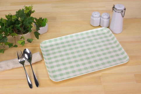 【ピンク×グリーン2枚組】タツクラフト ST ランチョン トレー M 33cm ミルキー チェック