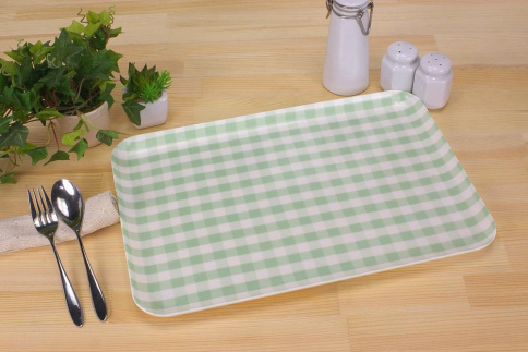 【イエロー×グリーン2枚組】 タツクラフト SR トレー L 39cm ミルキーチェック