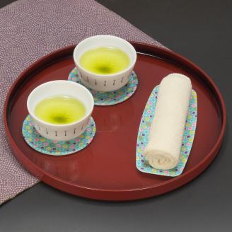 タツクラフト 友禅和紙コースター 5枚セット 桜 金平糖 水色