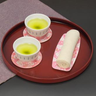 タツクラフト 友禅和紙コースター 5枚セット 桜 雪うさぎ