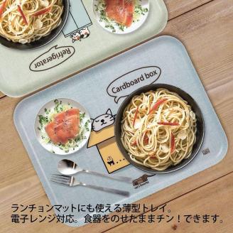 ネコダラトレイM角＆コースター 各1枚セット「冷蔵庫でお昼寝」 ネコだらけ 猫グッズ
