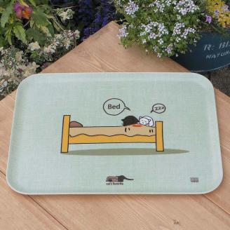 ネコダラトレイM角2枚セット「チェストは閉めておこうね」「ベッドの暖かいとこ」 ネコだらけ 猫グッズ	