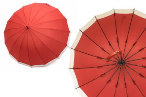 【ふるさと納税】傘　紀州漆器アンブレラ　【グラデーションレッド】 16本骨和傘　レディース ｜ 女性　婦人　風に強い丈夫なグラスファイバー骨　カバー付き