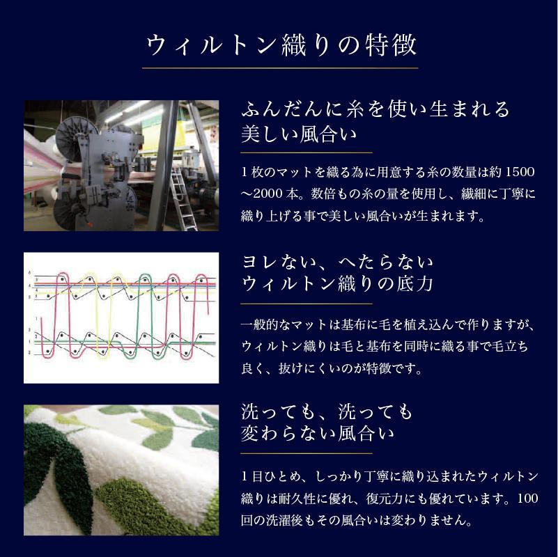 玄関マット モンテサラサ 45x75cm ネイビー 室内 洗える 日本製 ウィルトン織り すべり止め: 海南市ANAのふるさと納税