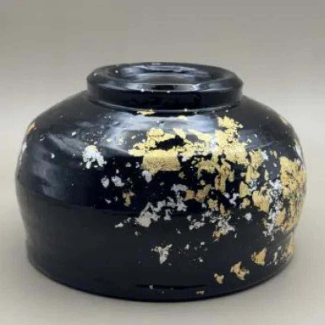 抹茶碗 漆黒（金箔）
