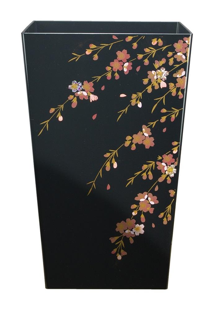 蒔絵調 ダストボックス M角 6.7L 桜ブラック タツクラフト 【Tk139】