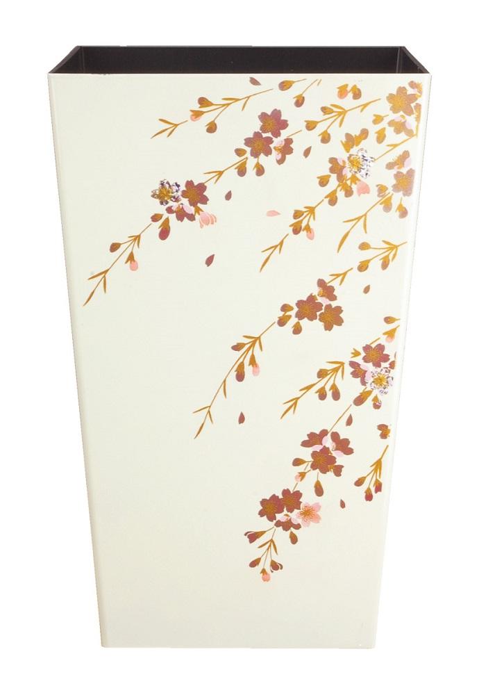 蒔絵調 ダストボックス M角 6.7L 桜ホワイト タツクラフト 【Tk140】