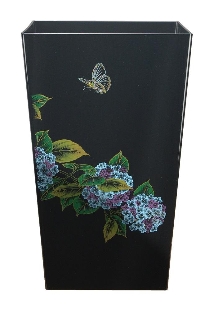 蒔絵調 ダストボックス M角 6.7L 紫陽花ブラック タツクラフト 【Tk141】