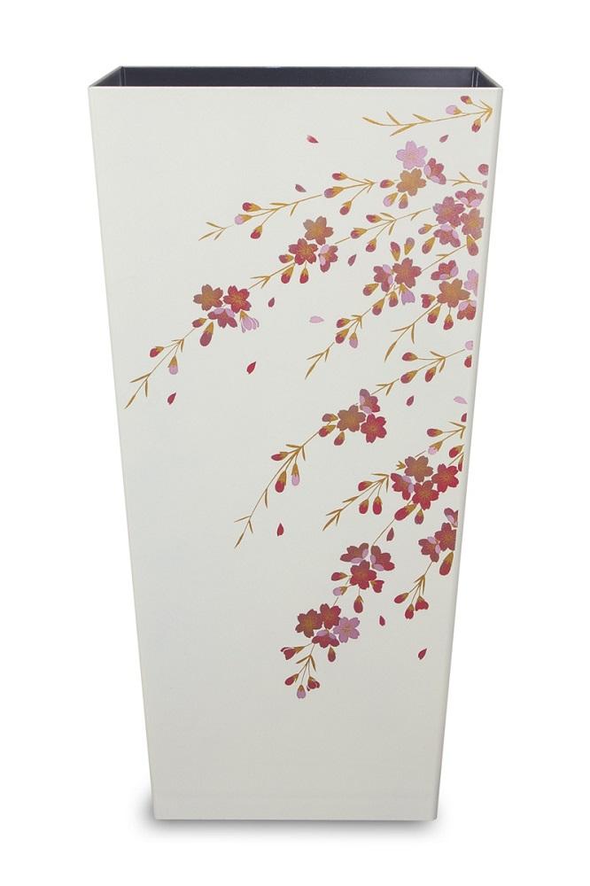 蒔絵調 ダストボックス L角 9.5L 桜ホワイト タツクラフト 【Tk148】
