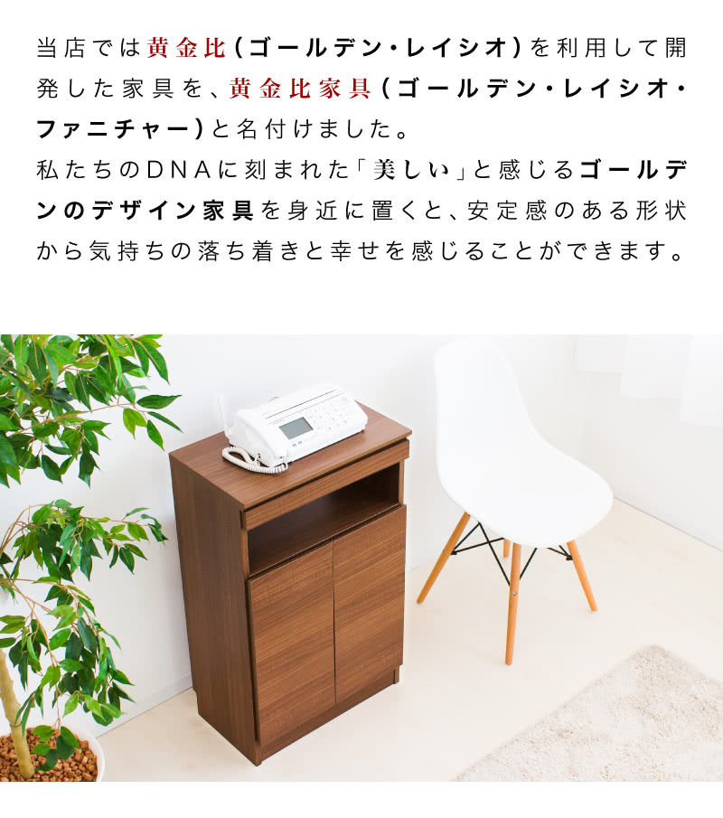 ゴールデンFAX台 扉2枚タイプ ホワイト aku100340792