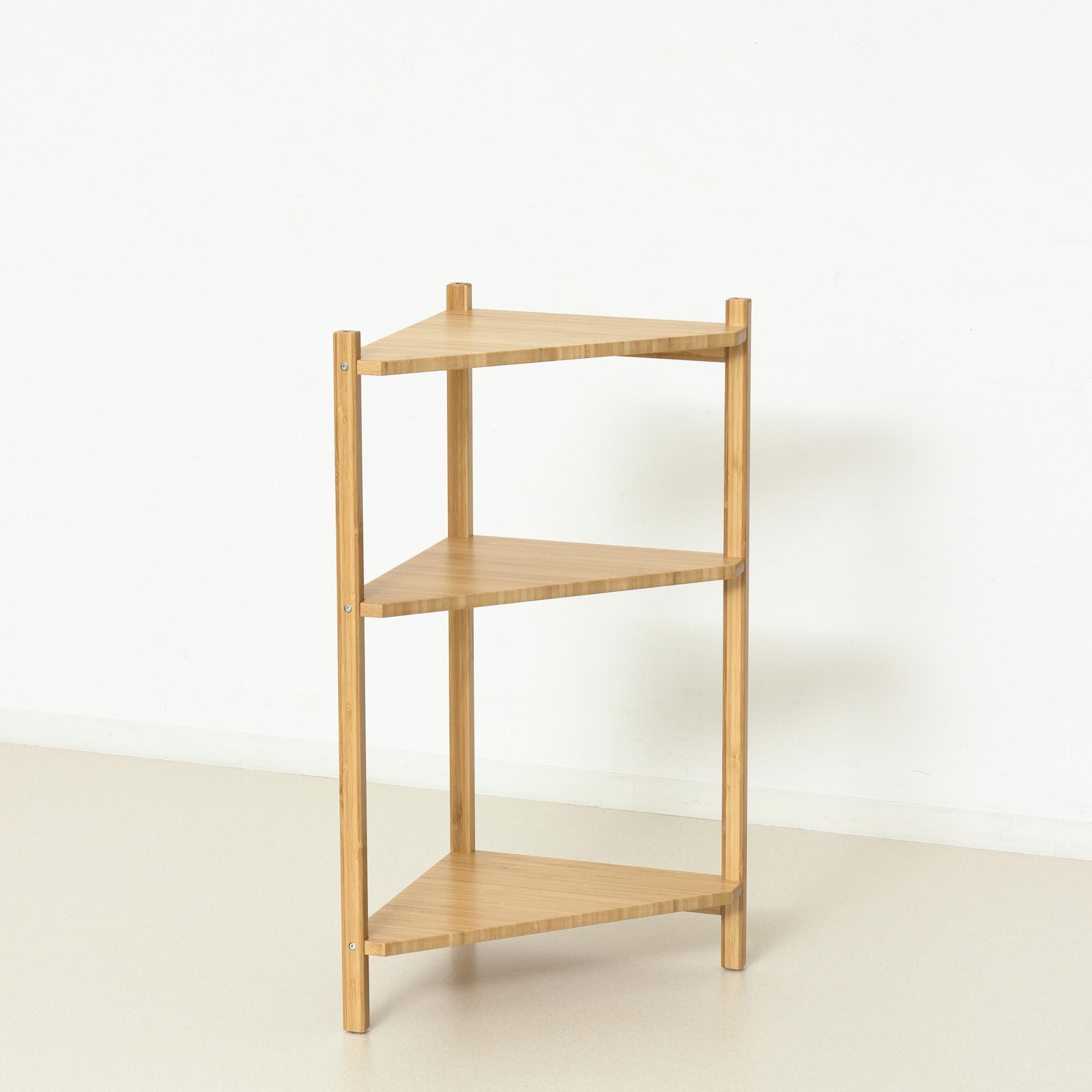 Bamboo コーナーラック3段 ナチュラル 約幅34×奥行34×高さ74cm AKU1044766