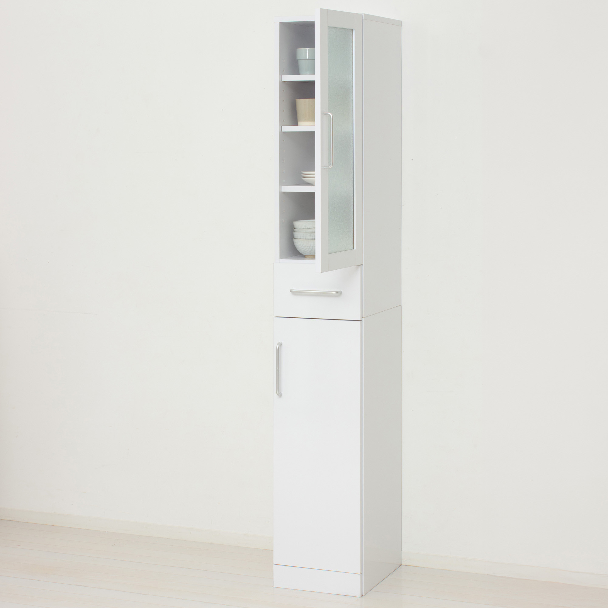 食器棚 ヌーヴォー 幅30 高さ180 ホワイト  キッチンラック 白 AKU1045057