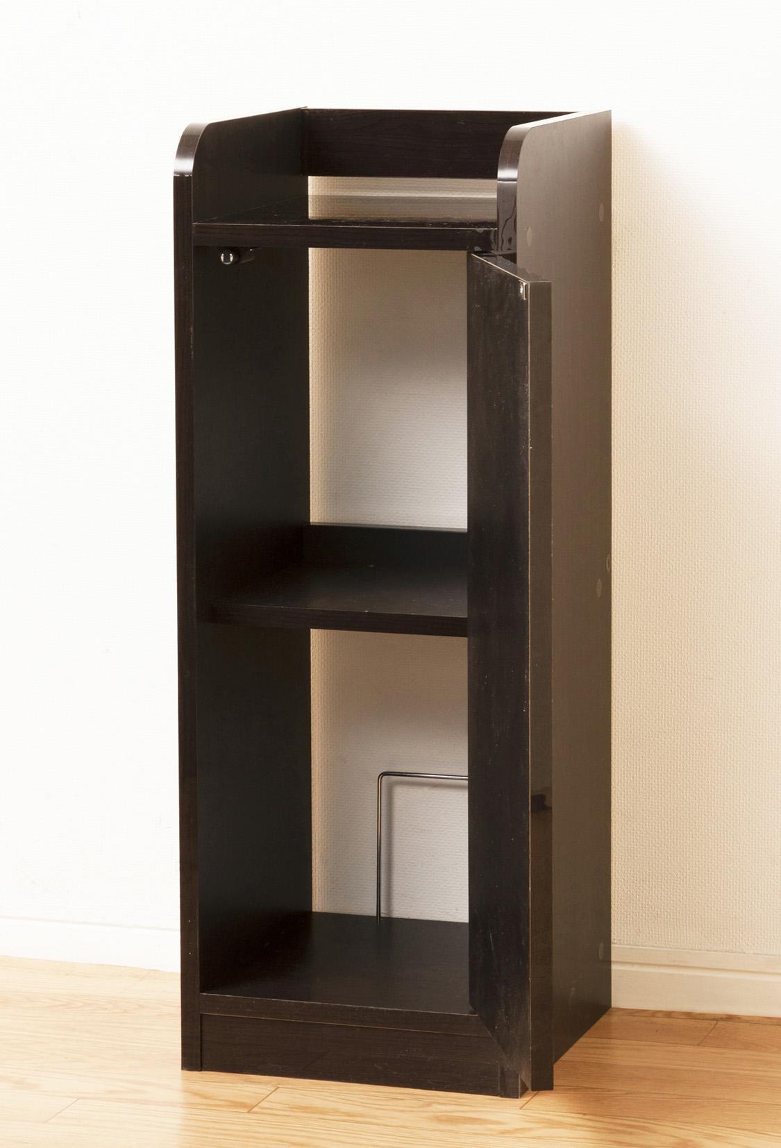 鏡面モデム収納ラック スリム ブラウン