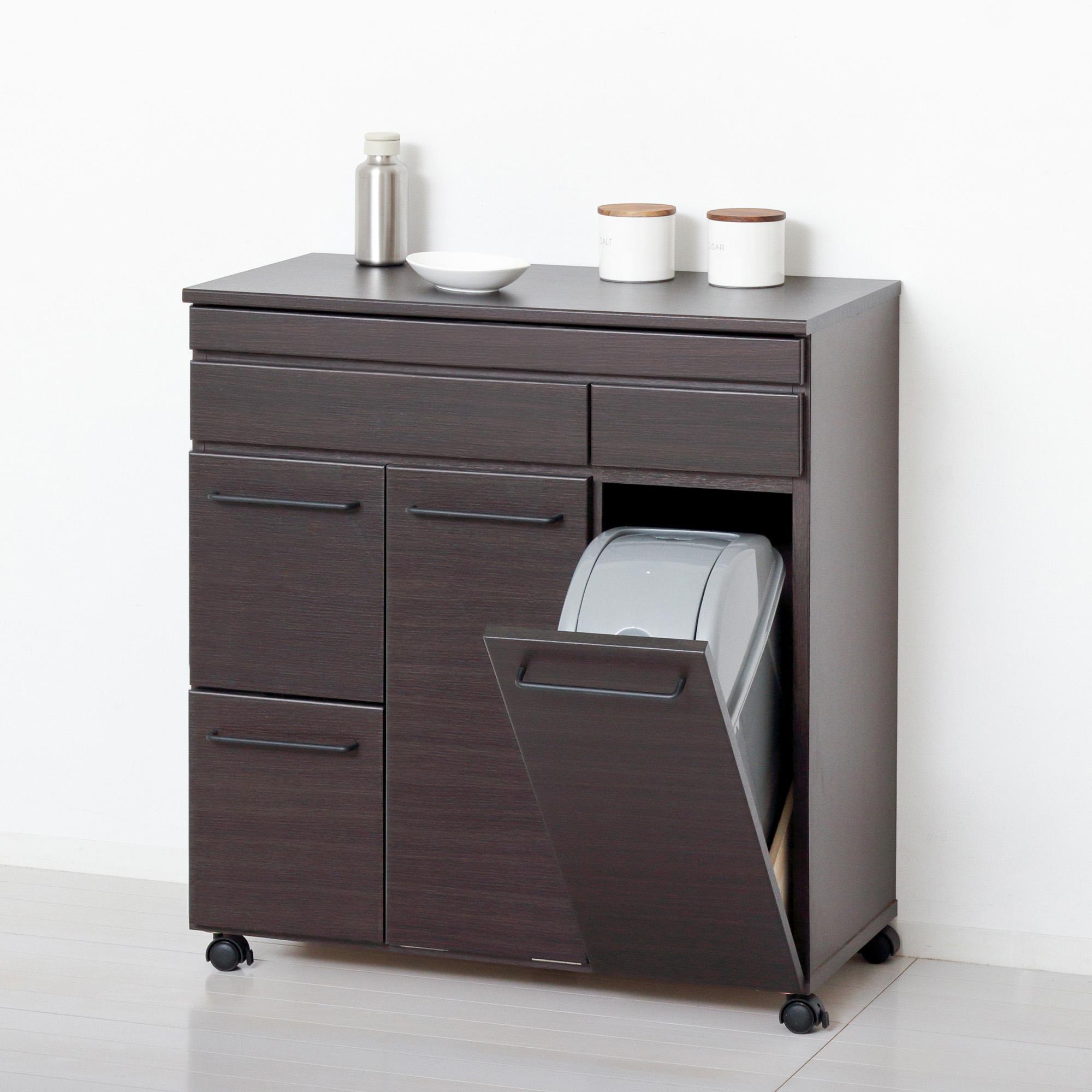 スライド棚付きダストボックス4D ブラウン