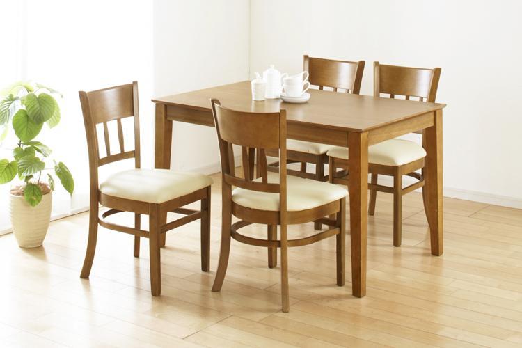 ダイニングチェア2脚組マーチ　ライトブラウン