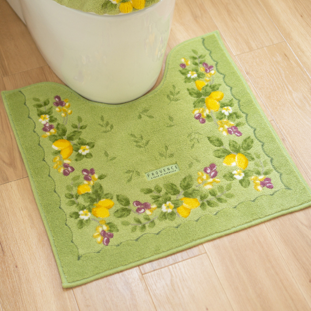 プロヴァンス シエル トイレマット 約58×60cm グリーン 抗菌防臭 おしゃれ かわいい 洗える ボタニカル トイレ マット 風水