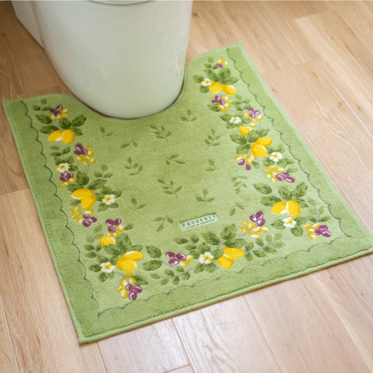 プロヴァンス シエル ロングトイレマット 約75×63cm グリーン 抗菌防臭 おしゃれ かわいい 洗える ボタニカル 大判 トイレ マット