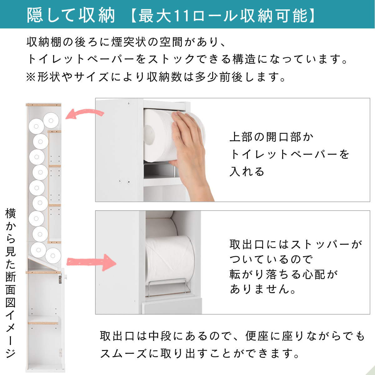 【完成品＋設置付き】トイレストッカー〔11ロールタイプ〕 トイレラック スリム トイレ収納 ラック トイレットペーパー 収納 11ロールタイプ サニタリー収納 薄型 木製 トイレストッカー トイレ 棚 トイレ収納棚 ランドリー収納 国産 SKONNRDS1110
