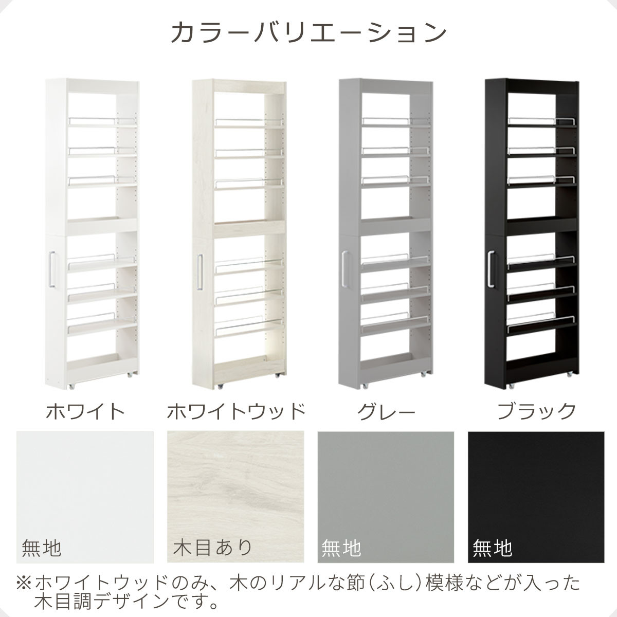 【完成品でお届け】すき間ワゴンラック ハイタイプ〔幅18cm〕（ホワイト）隙間収納 キッチンラック スリム スリムラック キッチン キッチンワゴン 収納 すき間収納 ランドリー ラック 9段 KKANRA945183-0-WH2