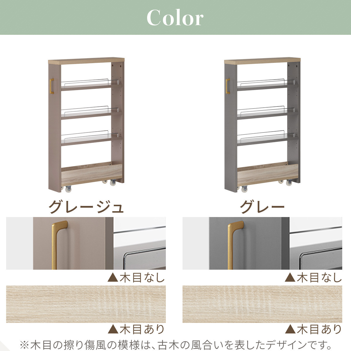 【完成品＋設置付き】すき間 ワゴンラック ロータイプ 幅14cm （グレー）キッチン 隙間収納 キャスター付き キッチンワゴン スリム 収納 キッチン隙間ワゴン キッチン隙間家具 ラック キッチン収納 KKONRA945068-14-GY