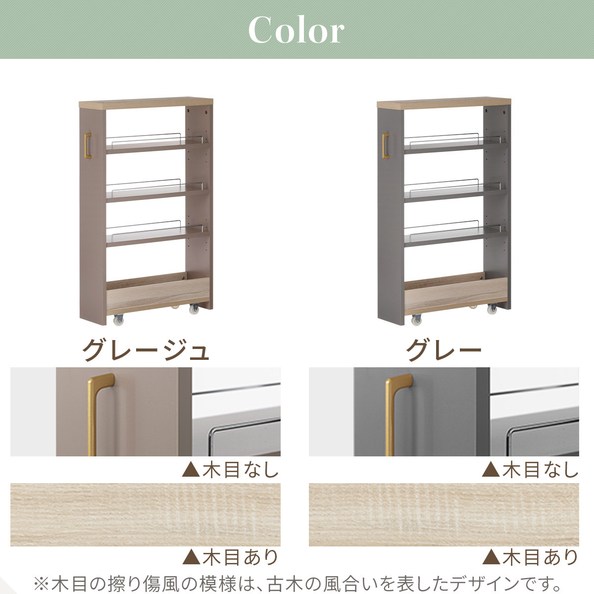 【完成品＋設置付き】すき間 ワゴンラック ロータイプ 幅18cm （グレー）キッチン 隙間収納 キャスター付き キッチンワゴン スリム 収納 キッチン隙間ワゴン キッチン隙間家具 ラック キッチン収納 KKONRA945069-18-GY