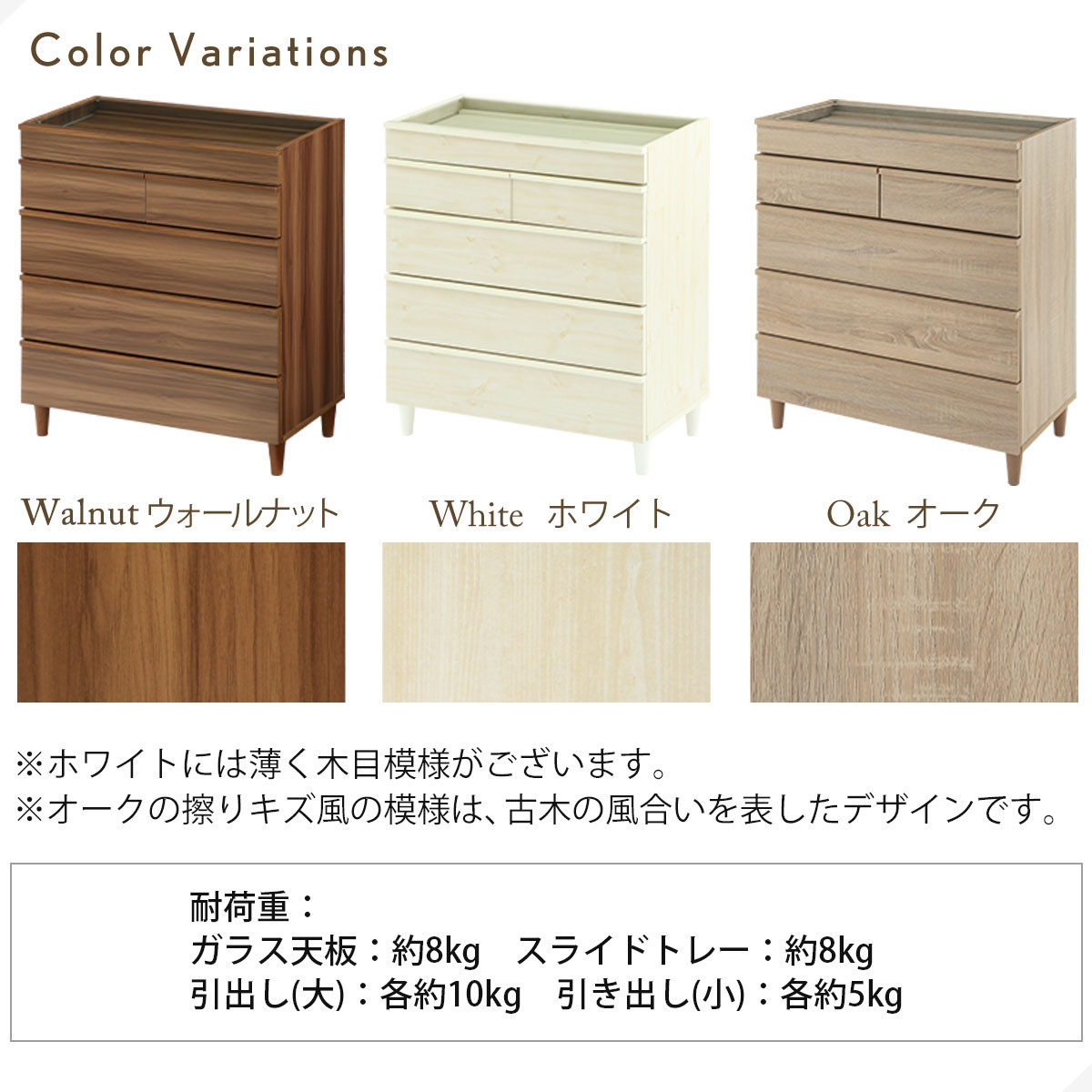 【完成品＋設置付き】ガラスコレクションケース付チェスト（ホワイト）チェスト 脚付き 引き出し 収納 5段 アクセサリー収納 衣類収納 木製 ガラス天板 棚 ディスプレイ タンス かわいい コンパクト LKONCT001171-0-WH