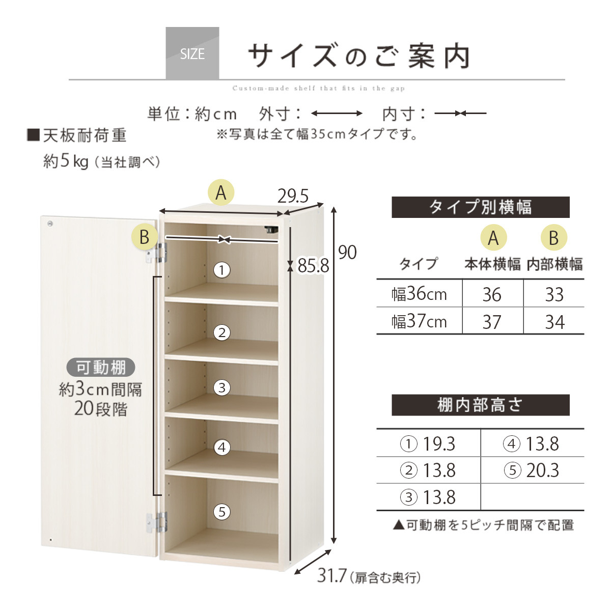 【完成品でお届け】オーダーすき間ラック〔幅36cm・扉右開き・ロータイプ〕（ホワイト）すき間ラック 収納棚 扉付き スリム 約 奥行32 高さ90 ロータイプ オーダーラック キッチン 洗面所 AKANBE400087-36R-WH