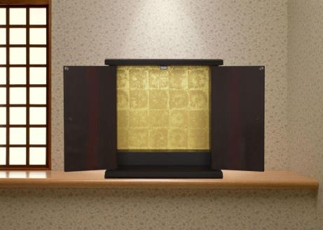 タツクラフト 紀州塗り ミニ仏壇 小 黒柿 木目