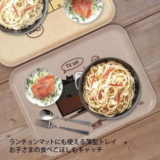 ネコダラトレイM角2枚セット「ベッドの暖かいとこ」「液晶テレビは難しい」 ネコだらけ 猫グッズ