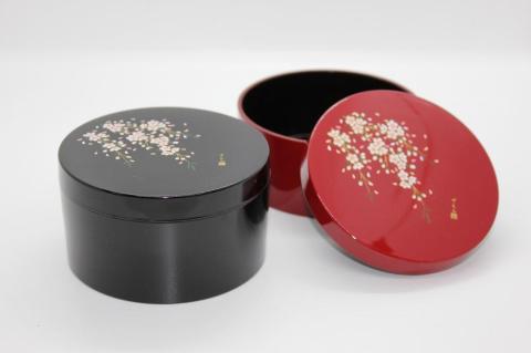 紀州漆器　ボンボニエール　朱　桜さくら