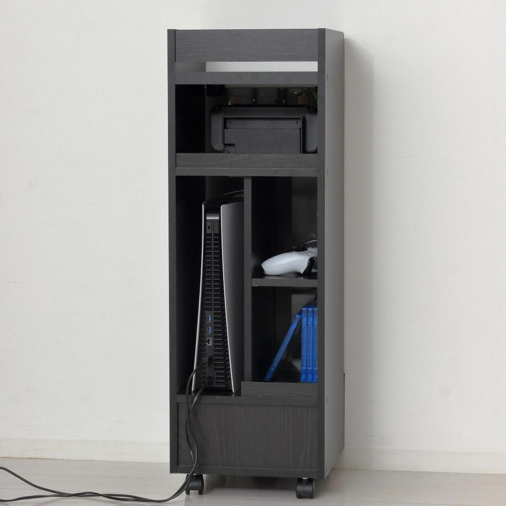 ゲーム機ラック キャスター付き ブラック AKU104476302