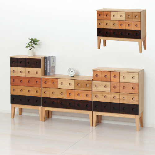 コンビネーションチェスト 3段 引出し6杯 幅74.5 高さ63.5 AKU1045063