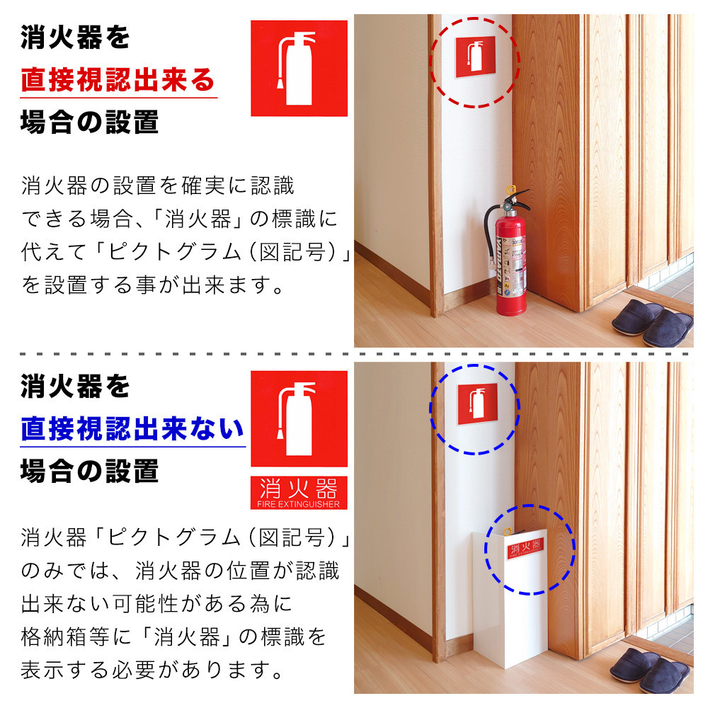 ［10枚］ピクトサイン消火器案内ステッカー 消防法の規定標識サイズ 消防予 第254号推奨サイズ JIS規格ステッカー SNG1044265