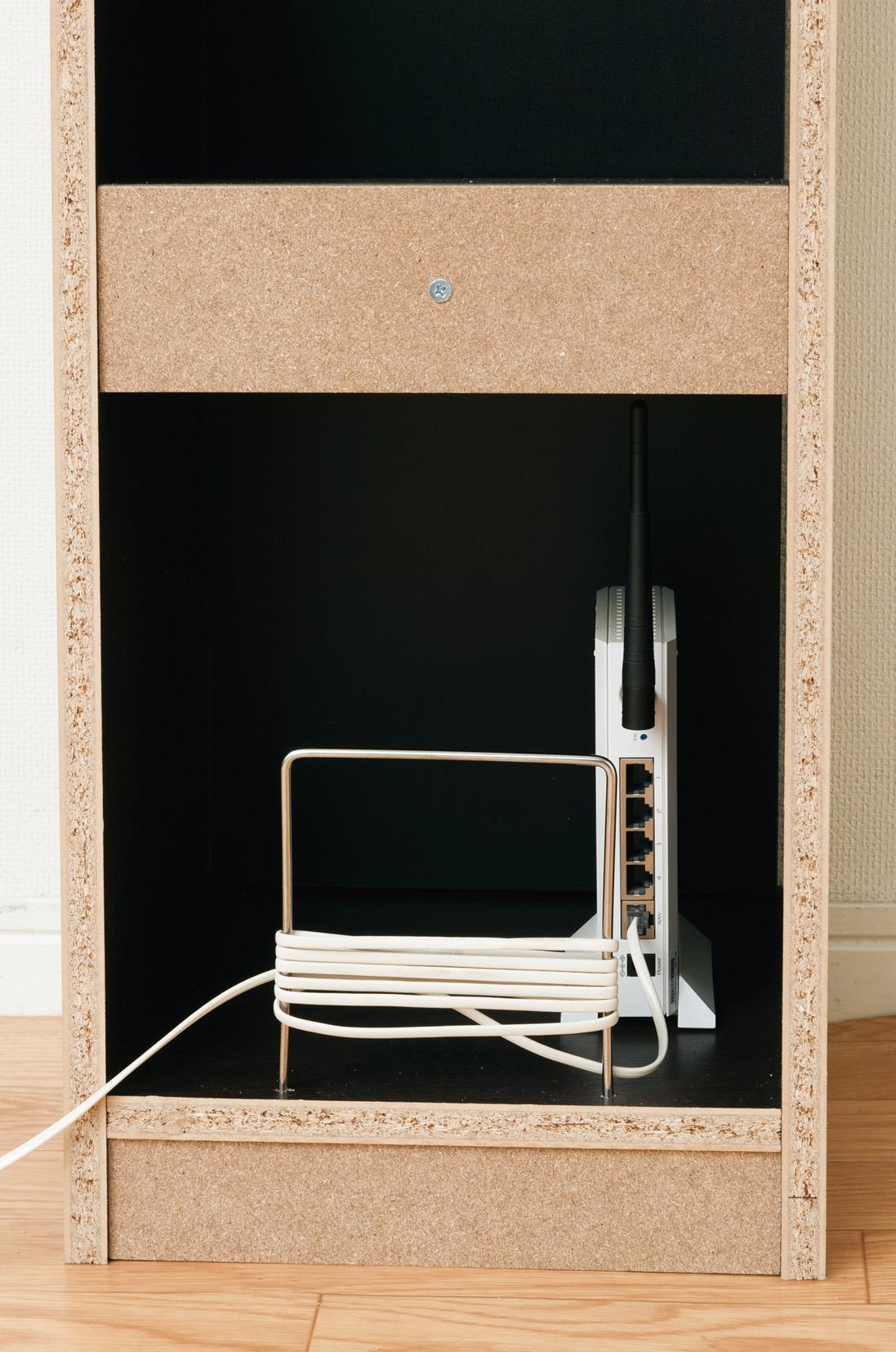 鏡面モデム収納ラック スリム ブラウン