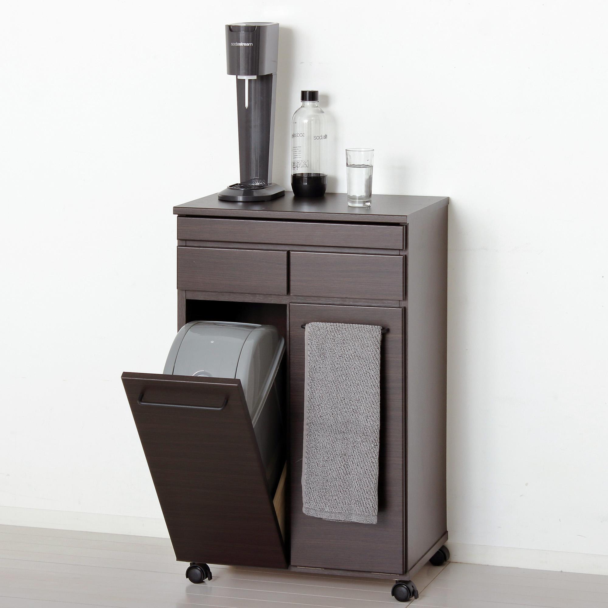 スライド棚付きダストボックス2D ブラウン