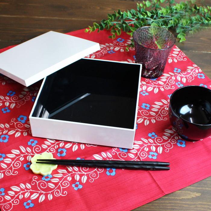 Kasane 1段重箱 ホワイト 白無地 紀州漆器  みよし漆器本舗 紀州塗り